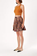 Salmon Pleated zipper mini skirt 80673