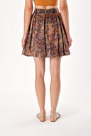 Salmon Pleated zipper mini skirt 80673