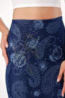 Navy Blue Stone Printed Pencil Skirt 80686