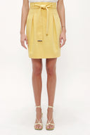 Yellow Belted  high waist  skirt  80697