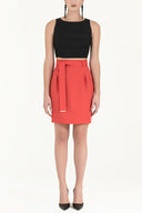 Red Belted  high waist  skirt  80697