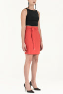 Red Belted  high waist  skirt  80697