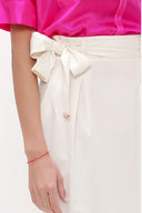 Ecru Belted  high waist  skirt  80697