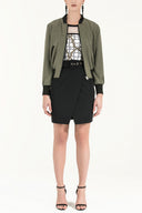 Black High waist  wrap-over  skirt  80699