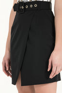 Black High waist  wrap-over  skirt  80699