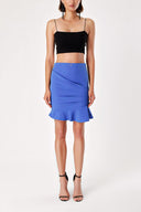 Blue Ruffled shirred mini skirt 80711