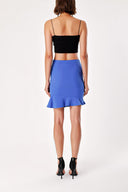 Blue Ruffled shirred mini skirt 80711