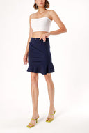 Navy Blue Ruffled shirred mini skirt 80711