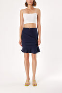 Navy Blue Ruffled shirred mini skirt 80711