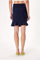 Navy Blue Ruffled shirred mini skirt 80711