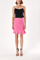 Pink Ruffled shirred mini skirt 80711