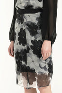 Black Pleated Printed skirt 80731