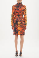 Red Patterned thigh high skirt 80744