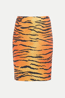 Red Patterned thigh high skirt 80744