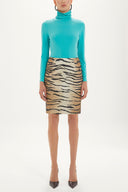 Beige Patterned thigh high skirt 80744