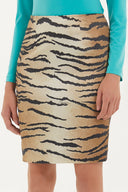 Beige Patterned thigh high skirt 80744