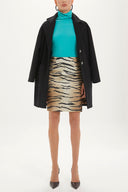 Beige Patterned thigh high skirt 80744