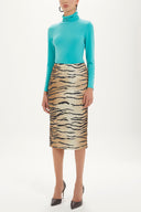 Beige Printed midi Slim-fit skirt  80745