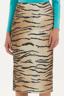 Beige Printed midi Slim-fit skirt  80745