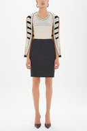 Black Slim fit  satin  skirt  80747