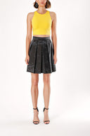 Black High waist plated skirt 80760