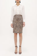 Pars Leather  belted  Printed Slim-fit  skirt  80767