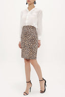 Pars Leather  belted  Printed Slim-fit  skirt  80767