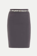 Mink Leather  belted  Printed Slim-fit  skirt  80767