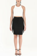 Black Side tassel  Slim-fit  skirt  80810