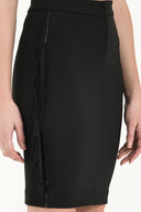 Black Side tassel  Slim-fit  skirt  80810