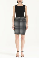 Black Zipped Printed skirt 80815