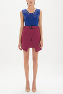 Fuchsia Asymmetric cut belted skirt 80862