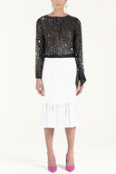 White High waist  ruffled  skirt  80899