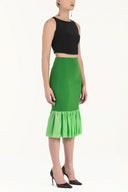 Green High waist  ruffled  skirt  80899