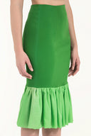 Green High waist  ruffled  skirt  80899