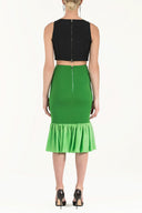 Green High waist  ruffled  skirt  80899