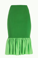 Green High waist  ruffled  skirt  80899