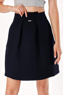 Navy Blue PLEATED DETAILED SKIRT 80902