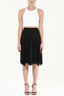 Black Mixed godet skirt 80908