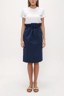 Navy Blue Elastic detailed wide cut skirt 80965