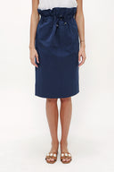 Navy Blue Elastic detailed wide cut skirt 80965
