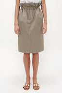 Khaki Elastic detailed wide cut skirt 80965