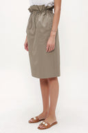 Khaki Elastic detailed wide cut skirt 80965