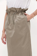 Khaki Elastic detailed wide cut skirt 80965