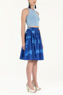 Patterned High waist Pleated  Printed skirt  80968