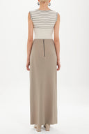 Beige Lace detail maxi skirt 80980