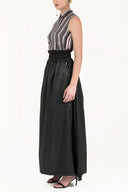 Black Ruffled elastic waist maxi skirt 80995