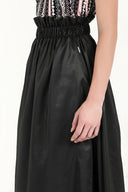 Black Ruffled elastic waist maxi skirt 80995