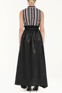 Black Ruffled elastic waist maxi skirt 80995