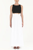 White Ruffled elastic waist maxi skirt 80995